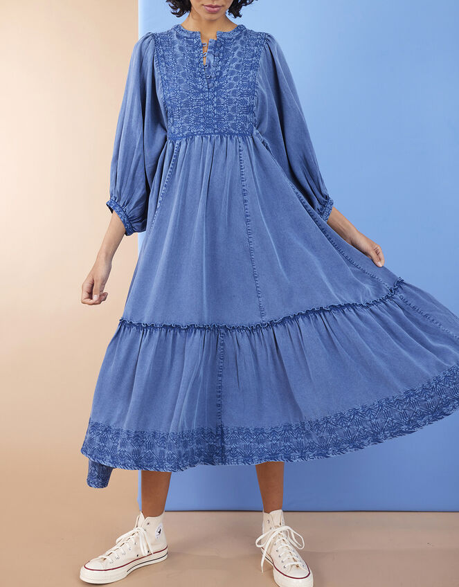 East Cinzia Tiered Denim Dress, Blue (DENIM BLUE), large