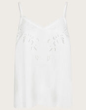 Cutwork Embroidery Cami Top in Linen Blend, Ivory (IVORY), large
