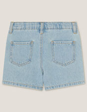 Rhinestone Butterfly Denim Shorts, Blue (BLUE), large