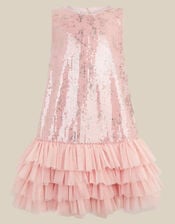 Sofia Sequin Ruffle Party Dress, Pink (PINK), large