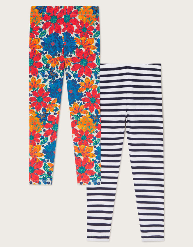 2-Pack Floral Stripe Leggings, Multi (MULTI), large