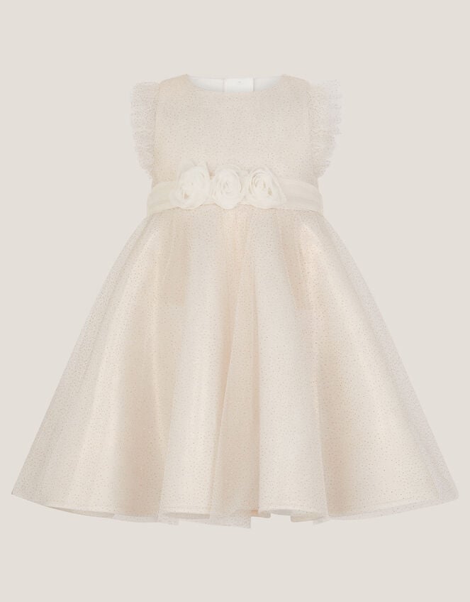 Baby Principesa Appliqu&eacute; Rose Sparkle Dress, Gold (GOLD), large