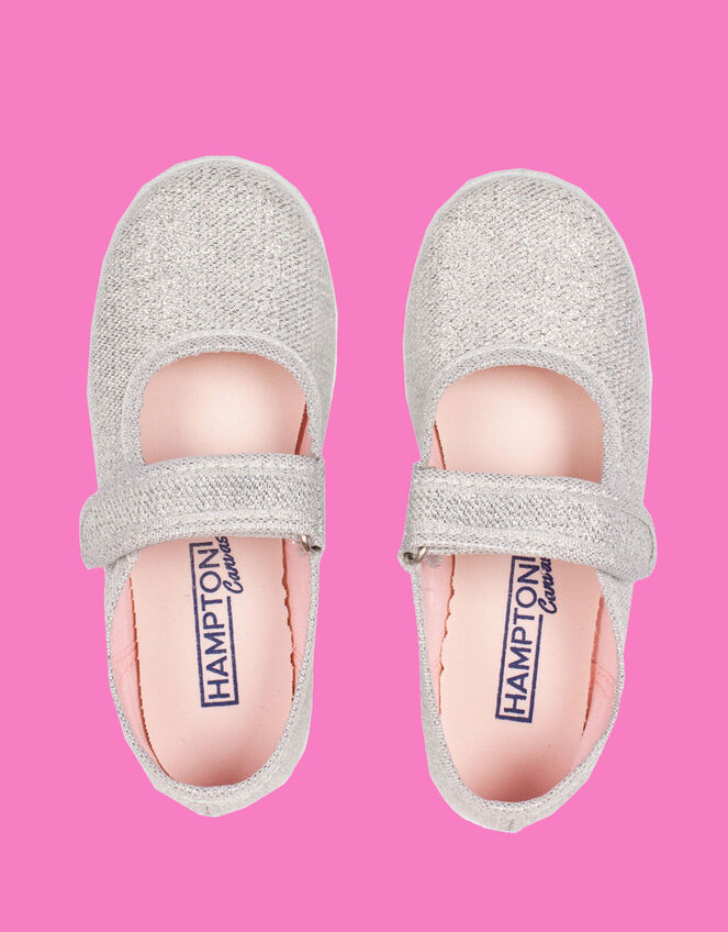Hampton Canvas Martha Plimsolls, Silver (SILVER), large