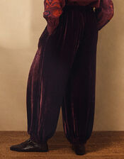 East Nyla Velvet Balloon Trousers, Red (WINE), large
