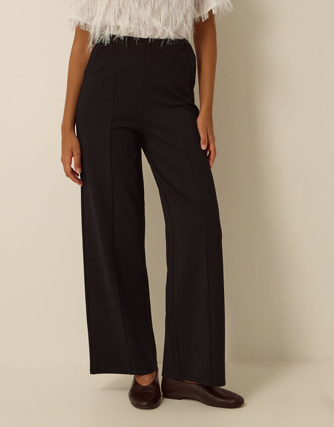 Payton Ponte Wide Leg Trousers, Black (BLACK), large