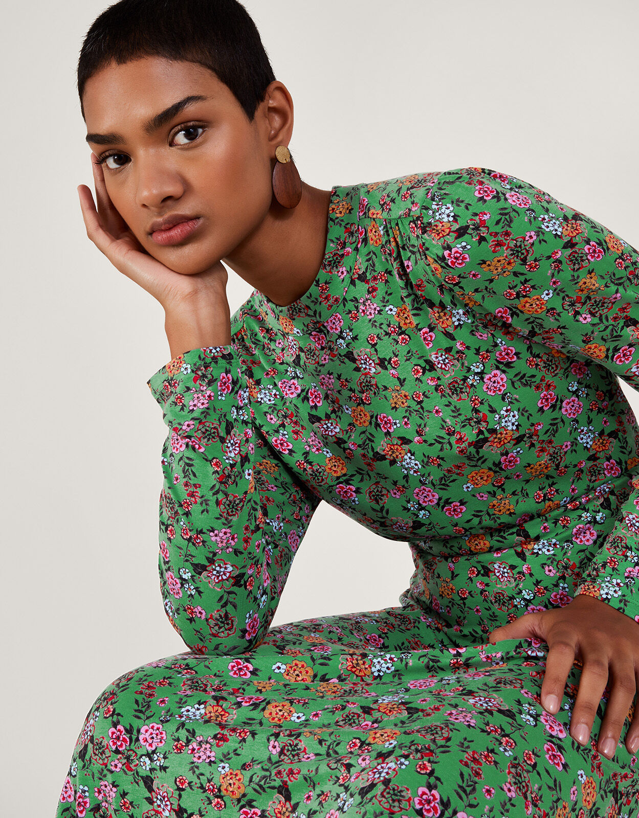 Zeina Ditsy Print Dress Green Dresses Monsoon Global