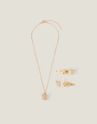 Diamant&eacute; Butterfly Necklace and Hair Clip Set, , large