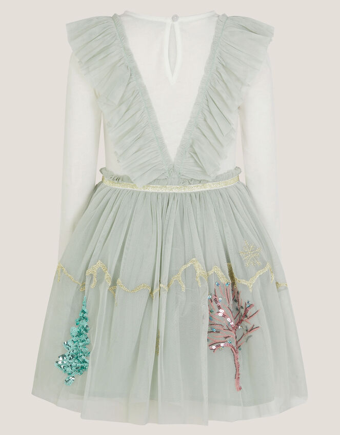 Enchanted Tulle Ruffle Christmas Dress, Green (GREEN), large