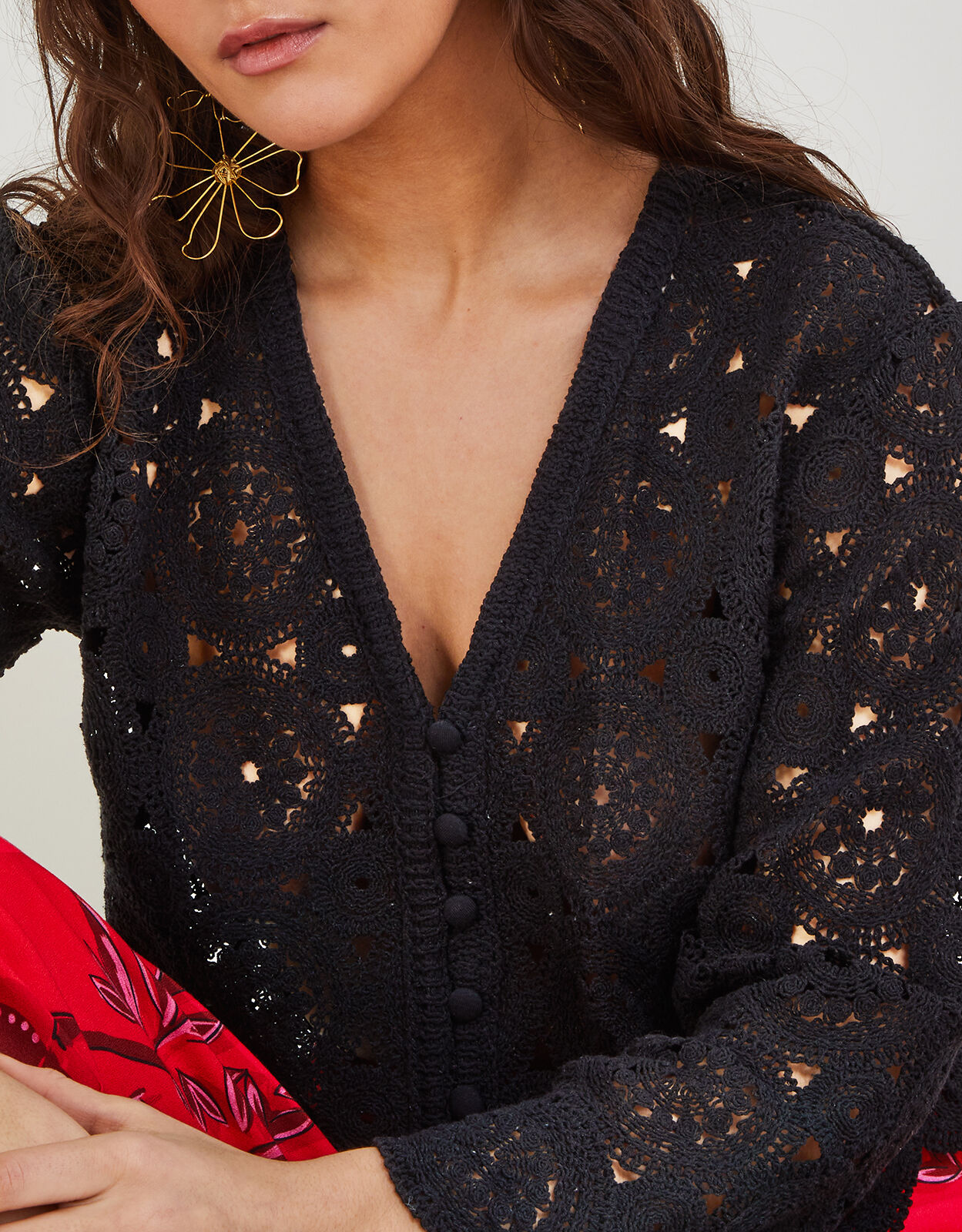 Cotton crochet cardigan hot sale
