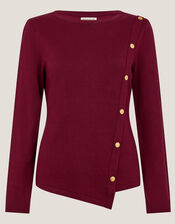 Bonnie Asymmetrical Button Jumper, Red (CHERRY), large