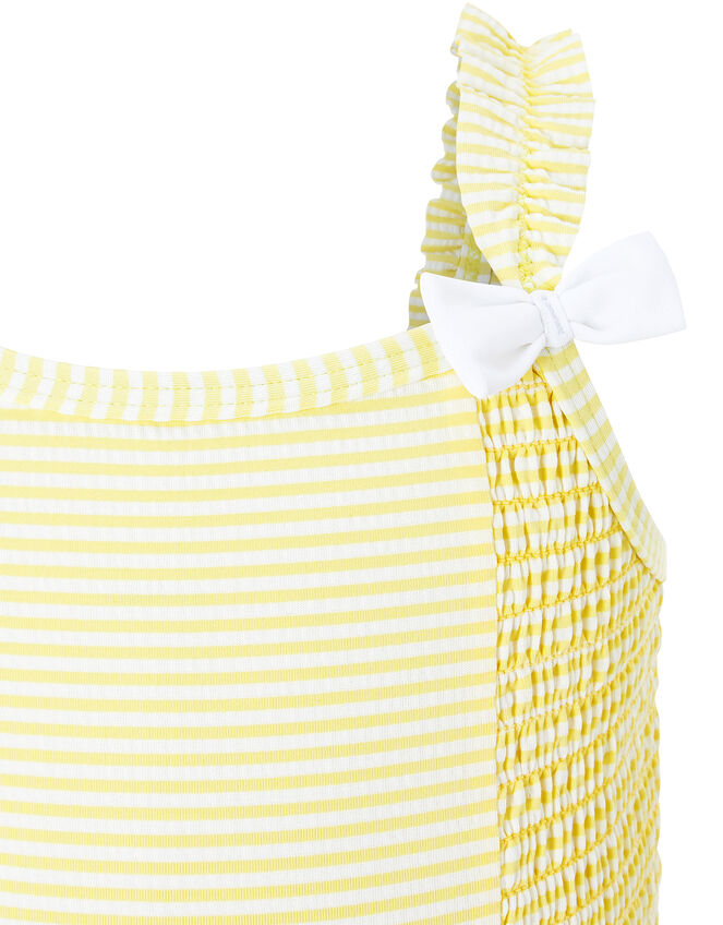 Baby Bow Seersucker Swimsuit, Yellow (YELLOW), large