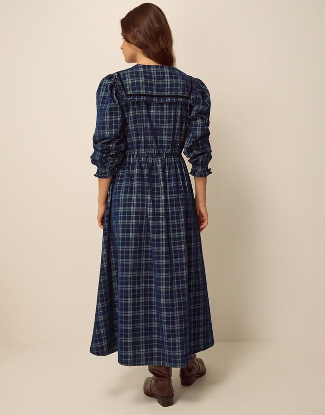 Ruth Check Corduroy Midi Dress, Blue (NAVY), large