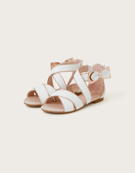 Bow Strappy Sandals, Ivory (IVORY), large