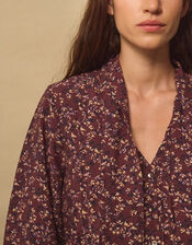 East Ellis Floral Pintuck Blouse, Red (BURGUNDY), large