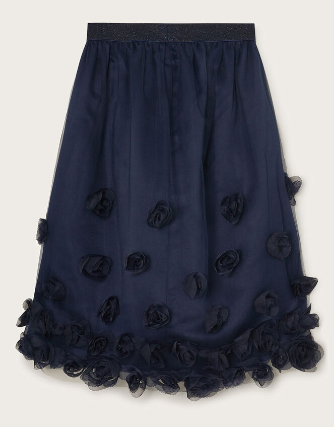 3D Floral Tulle Dress, Blue (NAVY), large