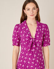 Abril Printed Tie Detail Dress , Pink (PINK), large