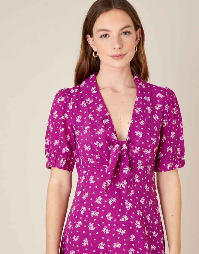Abril Printed Tie Detail Dress , Pink (PINK), large