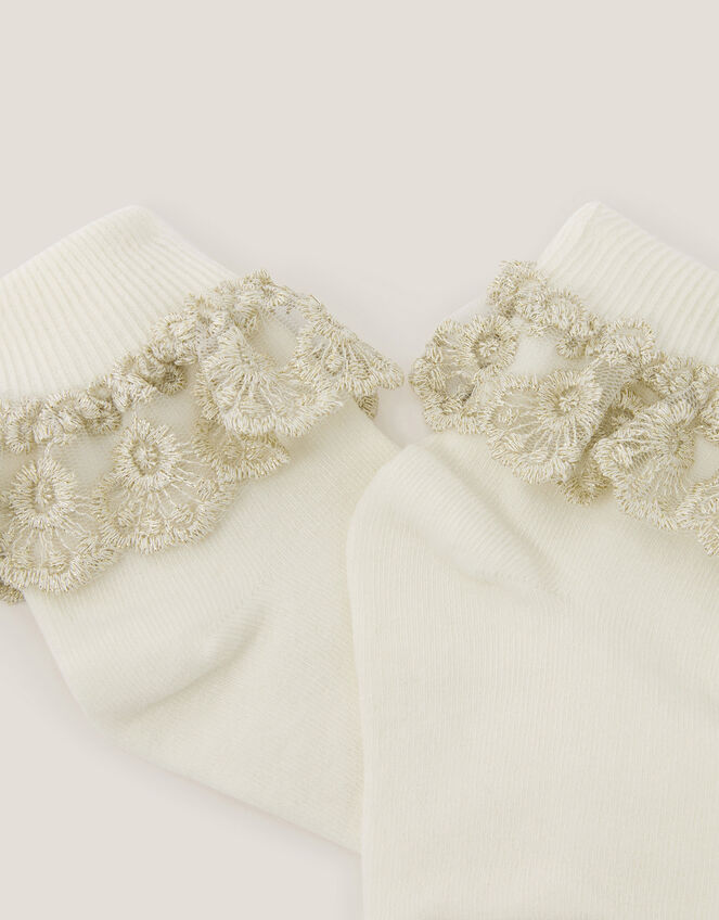Sparkle Lace Socks, Ivory (IVORY), large