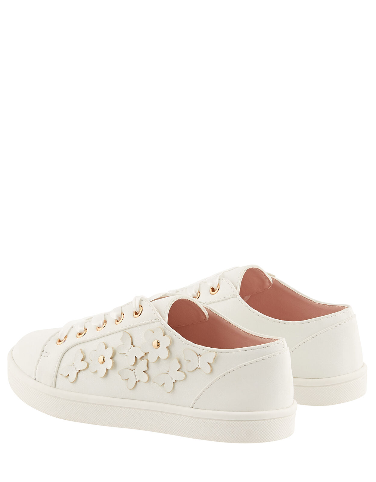 Butterfly Trim Lace-Up Trainers Ivory