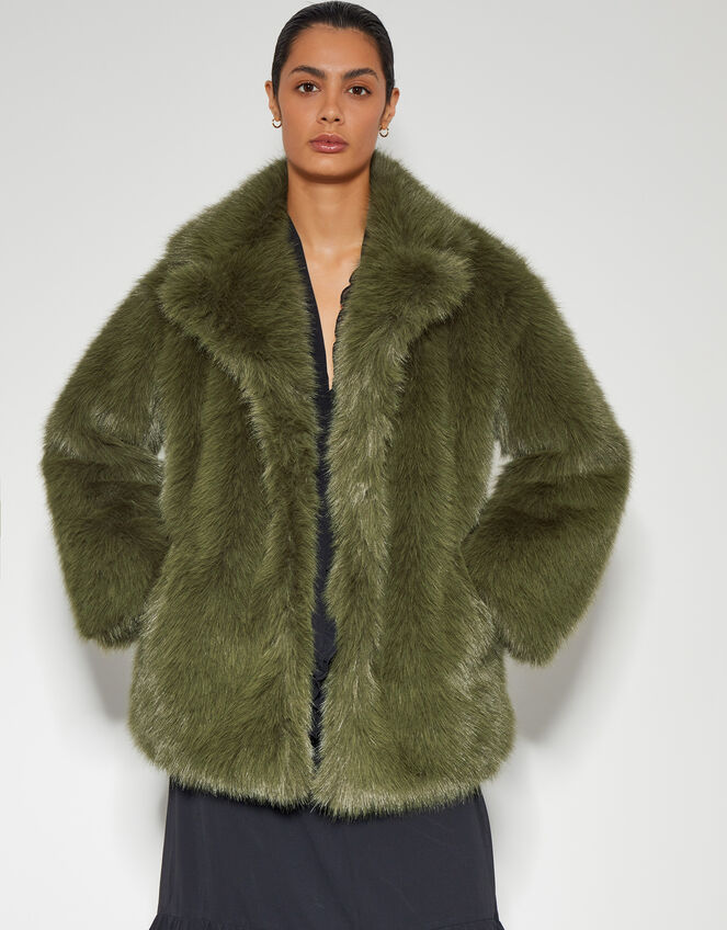 Felixa Faux Fur Coat, Green (GREEN), large