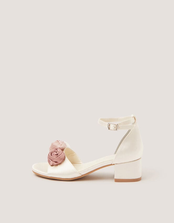 Rosette Satin Two Part Heels, Ivory (IVORY), large