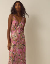 Ada Sleeveless Metallic Bias Cut Midi Dress, Pink (PINK), large