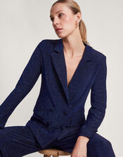 Tessa Tinsel Double Breasted Blazer, Blue (MIDNIGHT), large