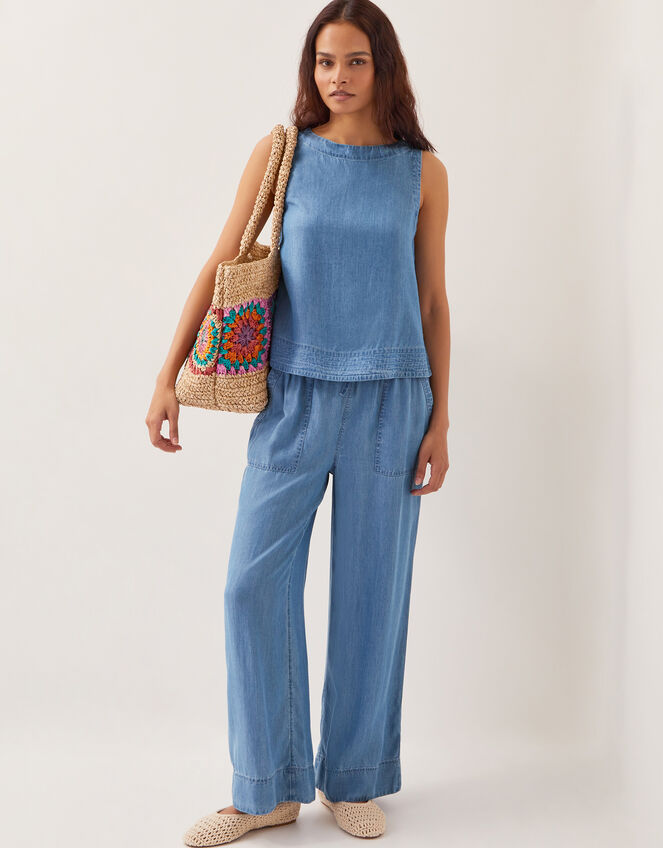 Nyla Wide Leg Trousers, Blue (DENIM BLUE), large