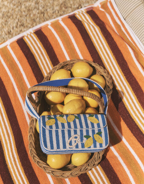 Lyra Lemon Beaded Bag, , large