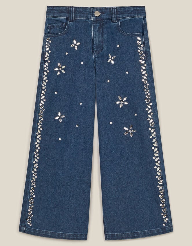 Jewel Embellished Jeans, Blue (BLUE), large