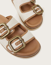 Wendy Double Strap Buckle Sandals, Natural (NATURAL), large