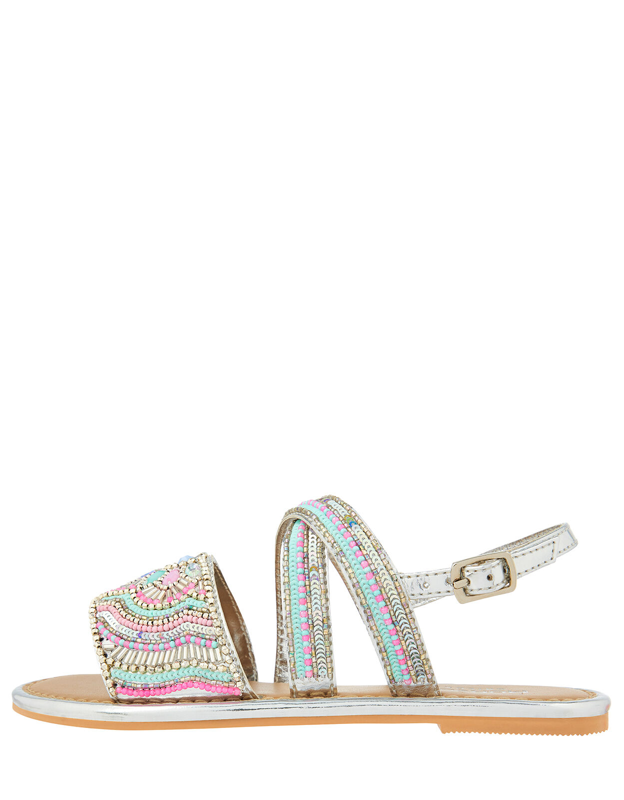 Silver 2025 beaded sandals