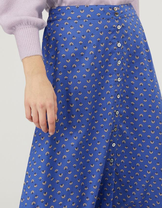 Rhiannon Floral Midi Skirt in LENZING&trade; ECOVERO&trade;, Blue (BLUE), large
