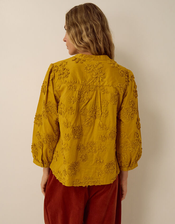 Blair Floral Appliqu&eacute; Blouse, Yellow (OCHRE), large