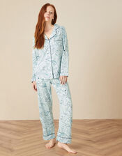 Paisley Print Button Pyjama Shirt, Blue (BLUE), large