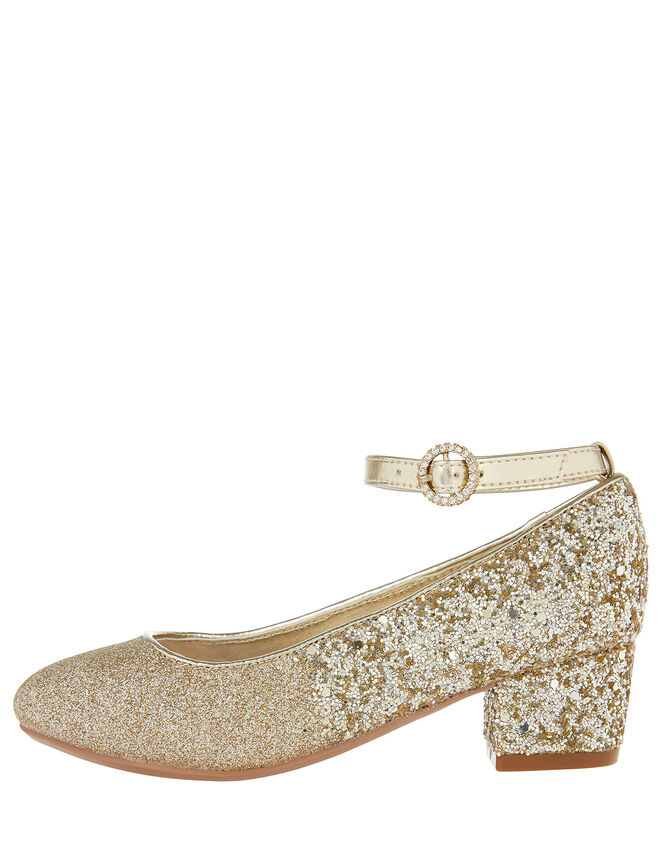 Autumn Glitter Heeled Shoes, Gold (GOLD), large