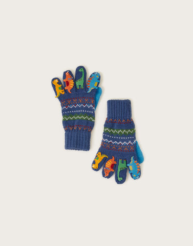 Dinosaur Novelty Gloves, Blue (BLUE), large
