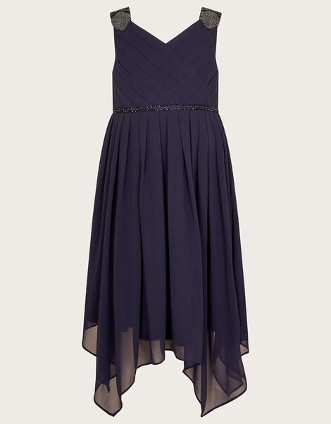 Hand-Beaded Art Deco Wrap Dress, Blue (NAVY), large