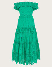 Brynn Broderie Dress, Green (GREEN), large