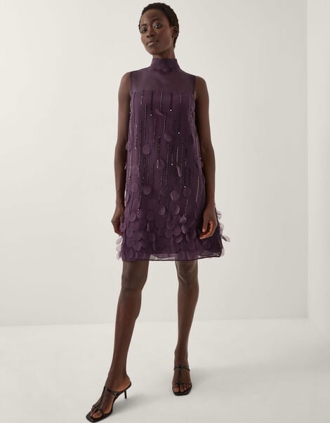 Cassidy Sleeveless Appliqué Mini Dress, Purple (PURPLE), large