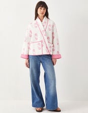 East Millie Floral Print Quilted Jacket, Pink (PINK), large