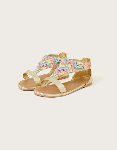 Pastel Sequin Rainbow Sandals, Multi (MULTI), large