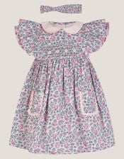 Baby Savannah Floral Dress & Headband Set, Pink (PINK), large