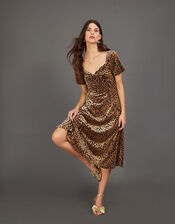 Lucy Animal Devore Midi Dress, Natural (STONE), large