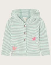 Baby Stripe Crochet Knit Cardigan, Green (MINT), large