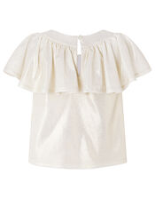 Gold Shimmer Frill T-shirt, Gold (GOLD), large