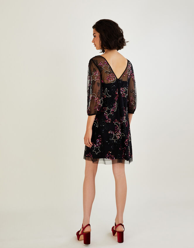 Jenna Star Sequin Tunic Dress, Black (BLACK), large