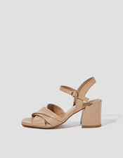 Rosa Twist Strap Heeled Sandals, Pink (PINK), large