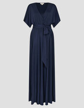 Jillian Drape Tie Waist Bridesmaid Dress, Blue (NAVY), large