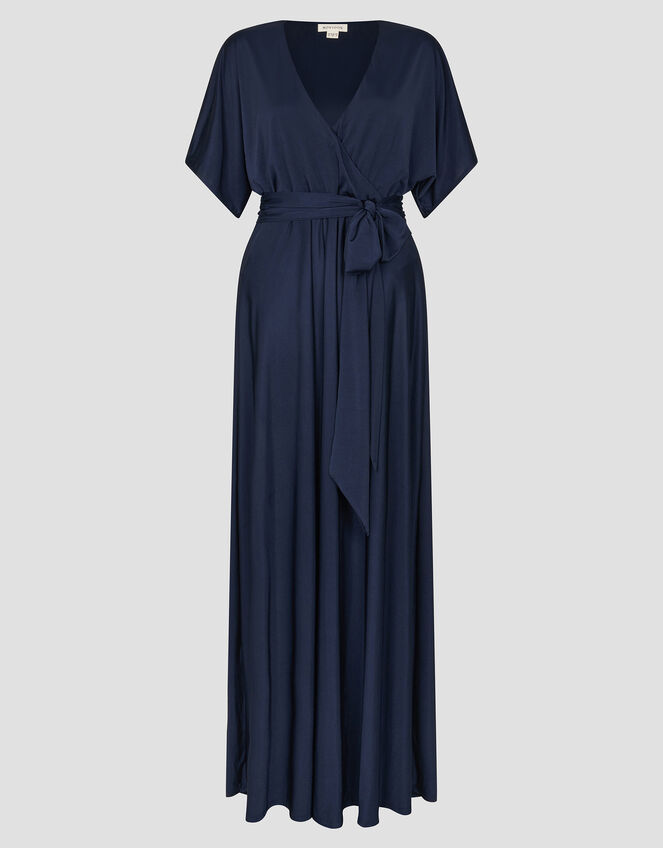 Jillian Drape Tie Waist Bridesmaid Dress, Blue (NAVY), large